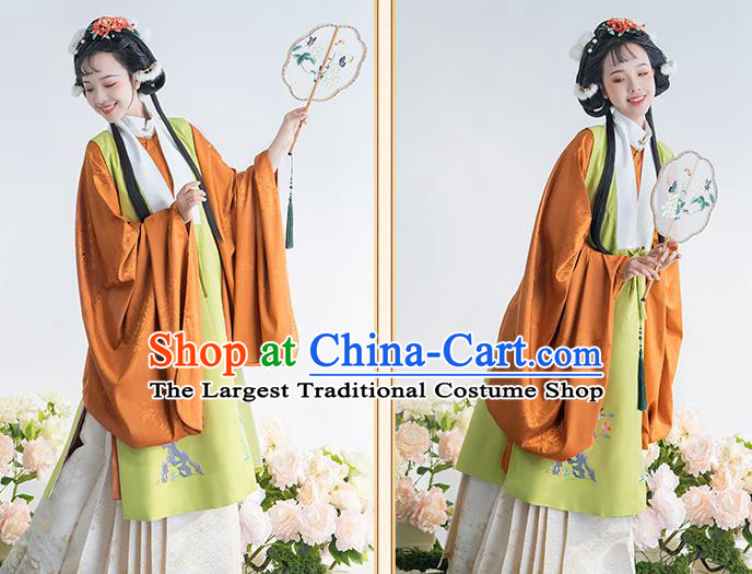 China Ancient Patrician Lady Embroidered Hanfu Dress Ming Dynasty Noble Infanta Historical Clothing for Women