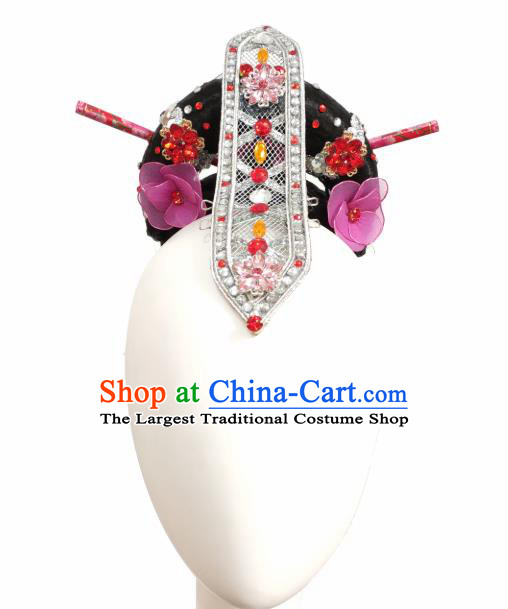 Traditional China Fan Dance Stage Show Hair Accessories Classical Dance Headwear Handmade Umbrella Dance Wig Chignon