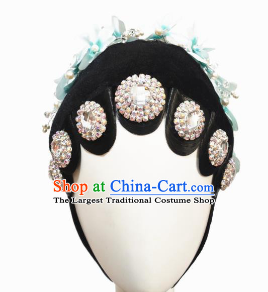 Traditional China Handmade Beijing Opera Wig Chignon Stage Show Hair Accessories Classical Dance Headdress