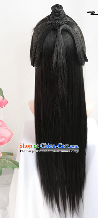 Handmade Chinese Ancient Swordsman Wig Chignon Traditional Ming Dynasty Childe Hair Accessories Wigs