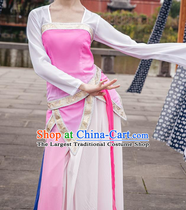 Traditional China Classical Dance Clothing Stage Show Costumes Pink Blouse and Skirt Outfits