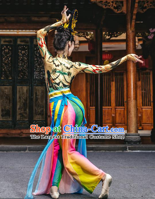 Traditional China Flying Apsaras Dance Clothing Stage Show Costumes Classical Dance Outfits