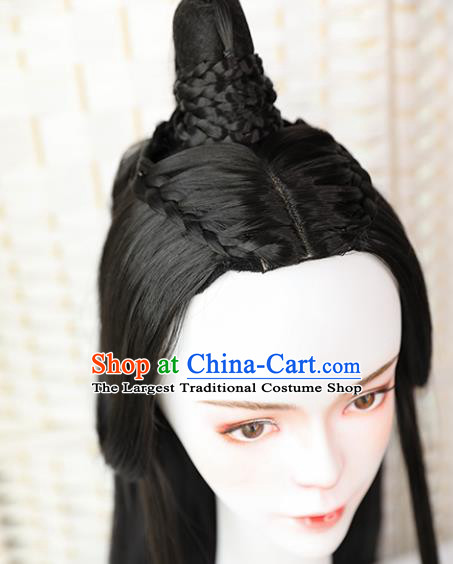 Handmade Chinese Ancient Prince Wig Chignon Traditional Jin Dynasty Swordsman Hair Accessories Wigs