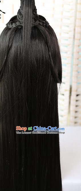 Handmade Chinese Ancient Prince Wig Chignon Traditional Jin Dynasty Swordsman Hair Accessories Wigs