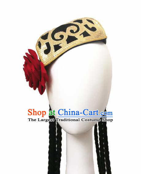 China Handmade Ethnic Women Folk Dance Braid Hair Accessories Traditional Uyghur Nationality Top Hat
