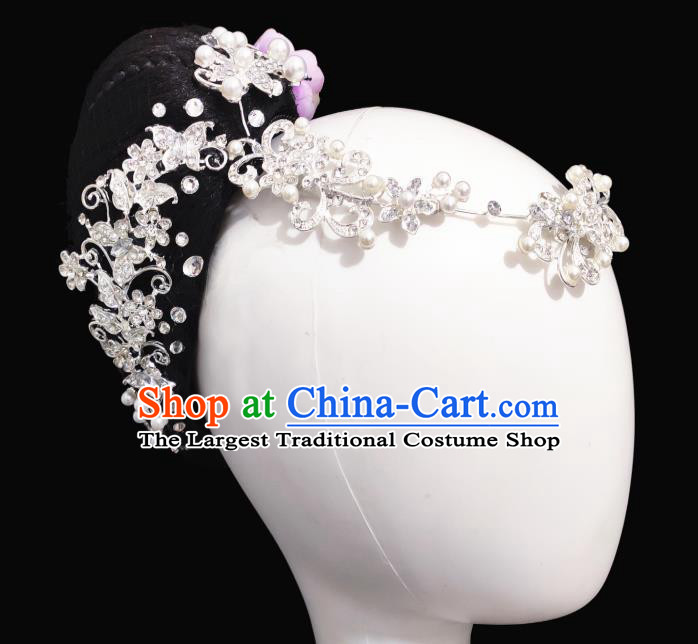 Traditional China Classical Dance Headwear Handmade Stage Show Hair Accessories Wig Chignon