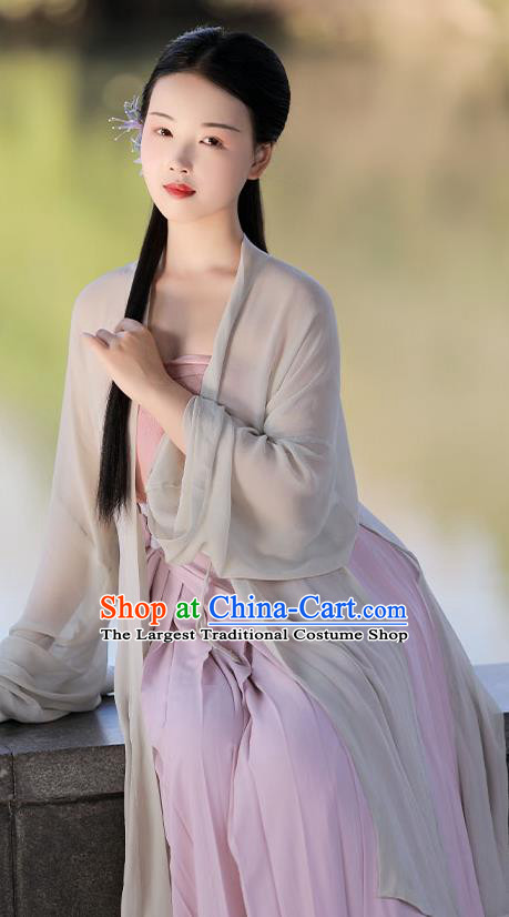 China Ancient Country Woman Hanfu Costumes Traditional Song Dynasty Young Lady Historical Clothing Full Set