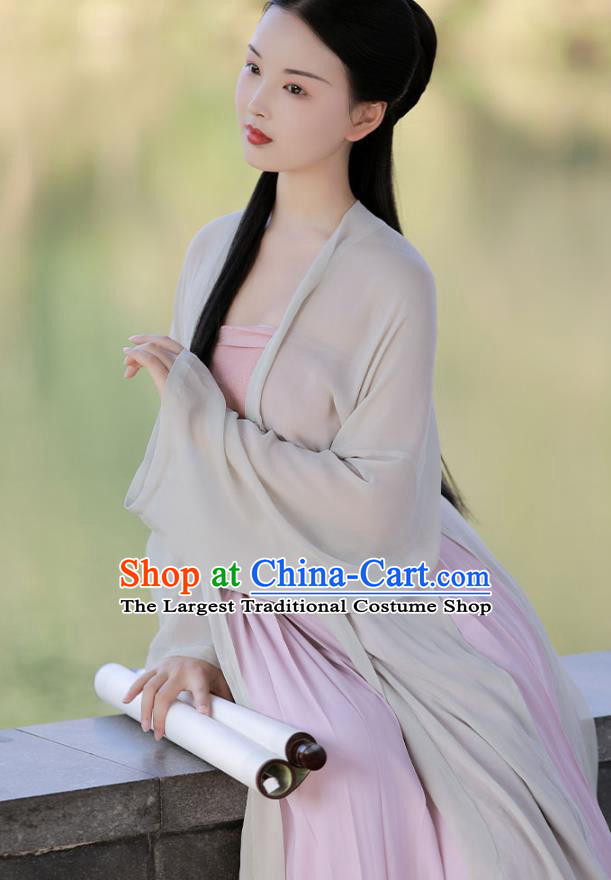 China Ancient Country Woman Hanfu Costumes Traditional Song Dynasty Young Lady Historical Clothing Full Set