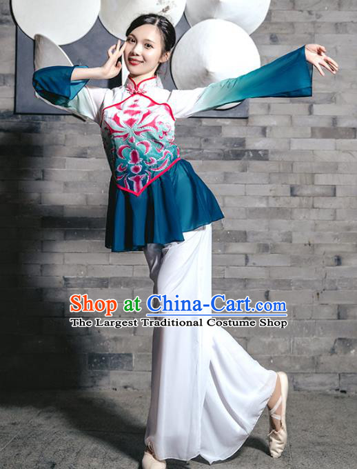 Traditional China Fan Dance Stage Show Costumes Folk Dance Clothing Yangko Dance Outfits