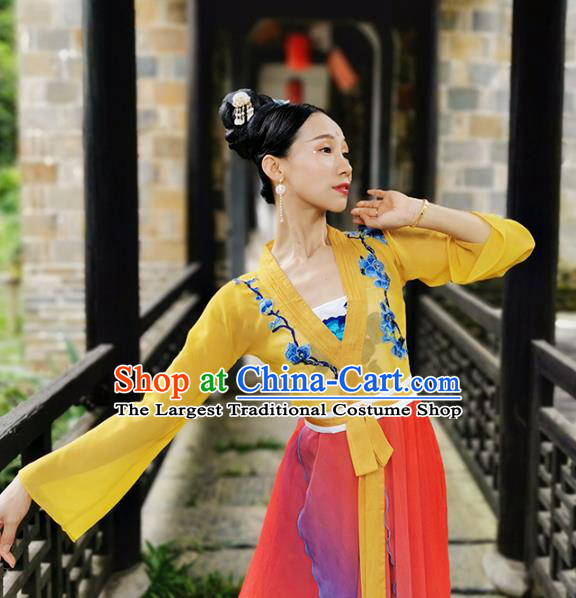 Traditional China Classical Dance Stage Show Costumes Fan Dance Clothing Opening Dance Outfits
