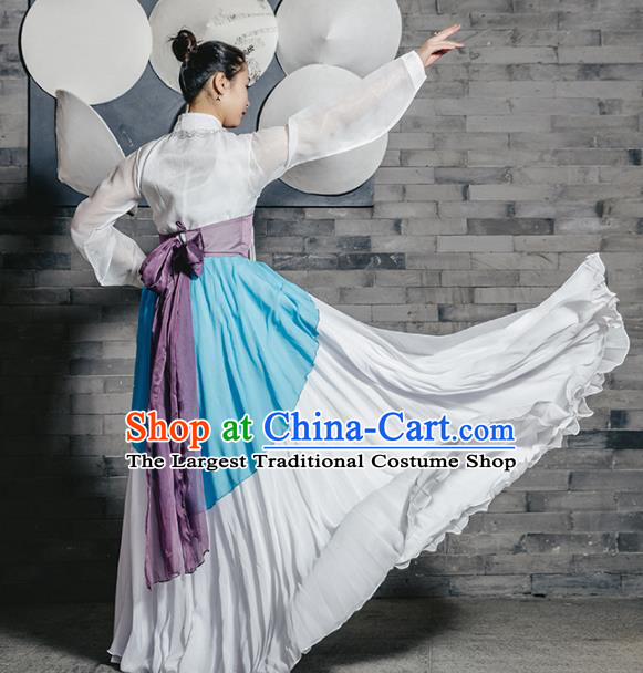 Chinese Traditional Korean Nationality Dance White Dress Classical Dance Stage Performance Clothing