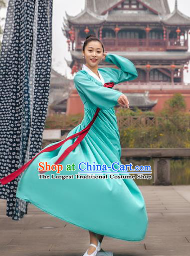 Traditional Chinese Classical Dance Stage Performance Clothing Korean Nationality Folk Dance Blue Dress