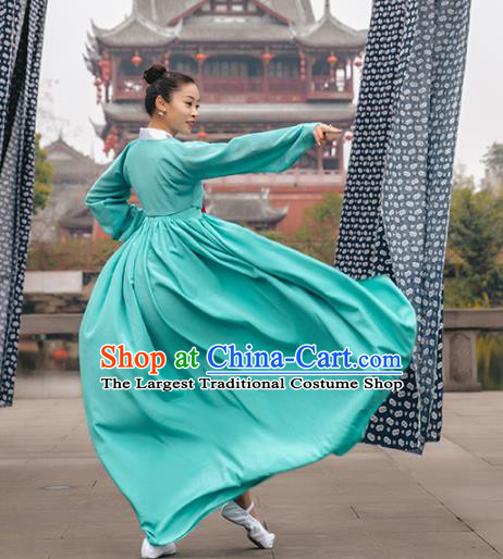 Traditional Chinese Classical Dance Stage Performance Clothing Korean Nationality Folk Dance Blue Dress