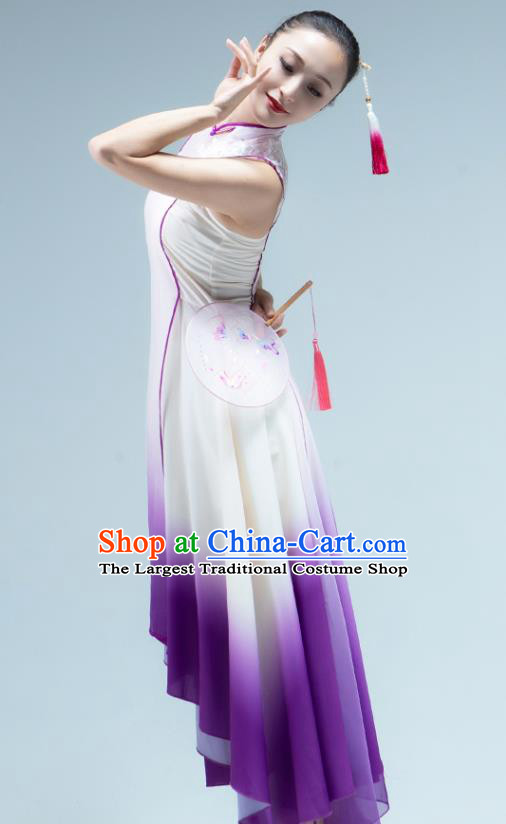 Traditional China Woman Fan Dance Costume Classical Dance Stage Show Dress