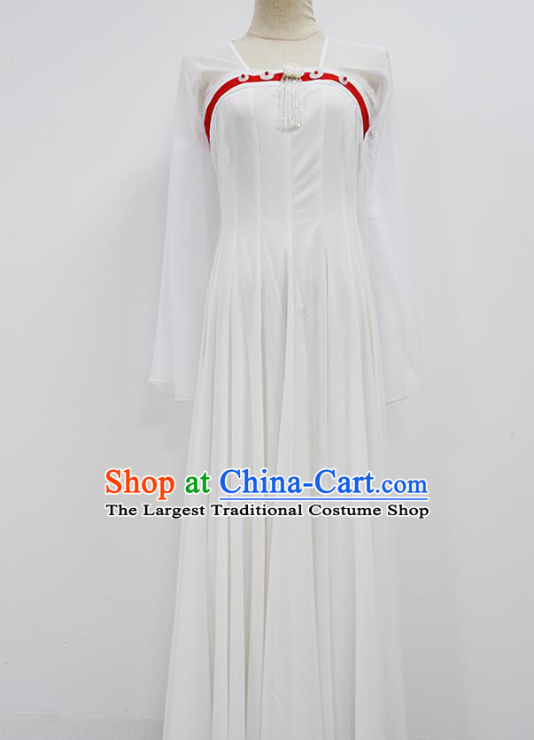 Traditional China Classical Dance White Dress Tang Dynasty Dance Stage Show Costume