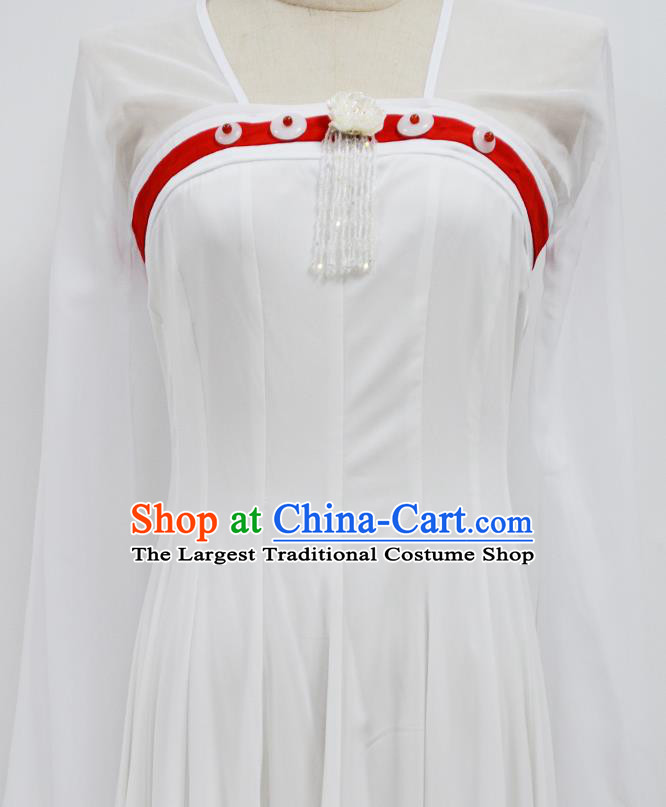 Traditional China Classical Dance White Dress Tang Dynasty Dance Stage Show Costume