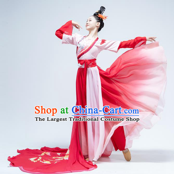 Traditional China Court Dance Stage Performance Costume Classical Dance Red Hanfu Dress