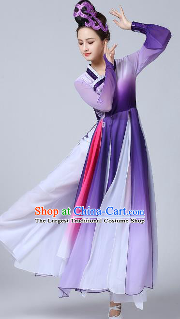 China Classical Dance Group Dance Clothing Traditional Stage Performance Costume Umbrella Dance Purple Dress