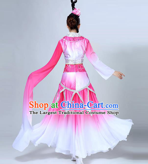 China Traditional Peach Blossom Dance Group Dance Costume Classical Dance Stage Show Pink Dress Outfits