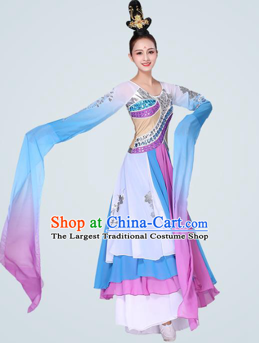 China Woman Group Dance Clothing Traditional Stage Performance Costume Classical Dance Water Sleeve Dress