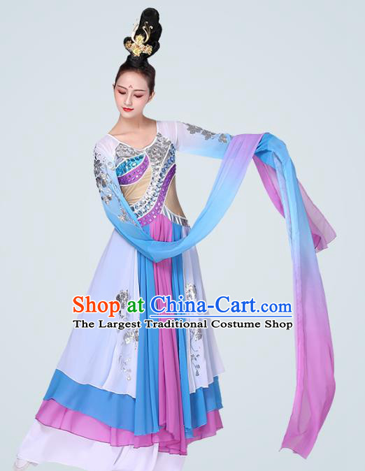 China Woman Group Dance Clothing Traditional Stage Performance Costume Classical Dance Water Sleeve Dress