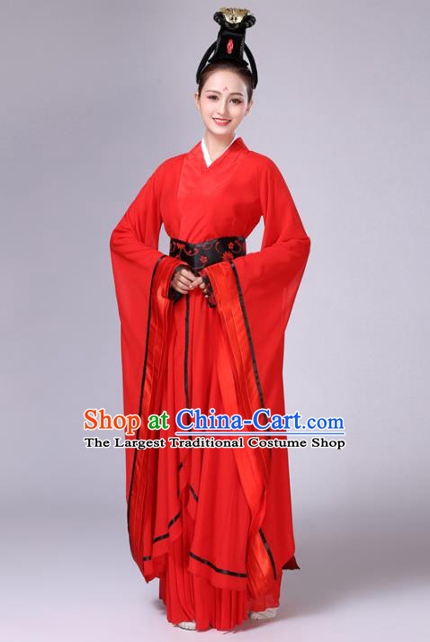 China Traditional Han Dynasty Court Dance Costume Classical Dance Stage Performance Red Hanfu Dress