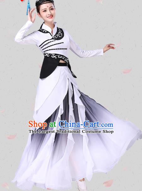 China Traditional Female Group Dance Costume Classical Dance Stage Performance White Dress