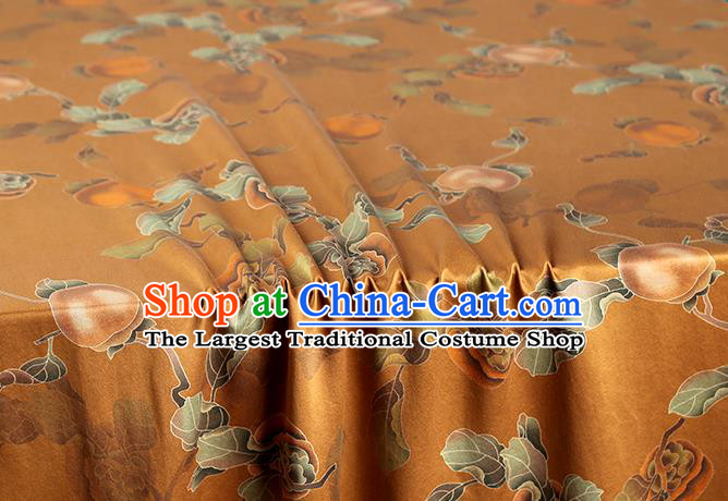 Chinese Traditional Orange Gambiered Guangdong Gauze Cheongsam Silk Drapery Classical Persimmon Pattern Brocade Fabric