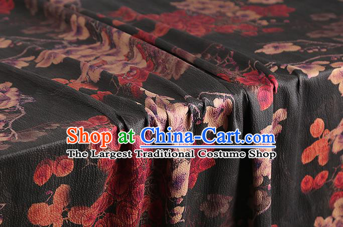 Chinese Cheongsam Black Gambiered Guangdong Gauze Classical Pattern Silk Drapery Traditional Brocade Fabric