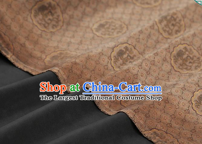 Chinese Traditional Tang Suit Brocade Fabric Satin Classical Dragon Peony Pattern Khaki Silk Drapery