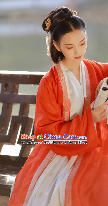 China Ancient Noble Lady Clothing Traditional Court Hanfu Dress Song Dynasty Young Beauty Historical Costumes