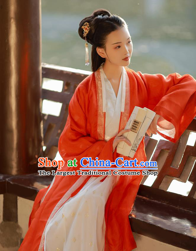 China Ancient Noble Lady Clothing Traditional Court Hanfu Dress Song Dynasty Young Beauty Historical Costumes