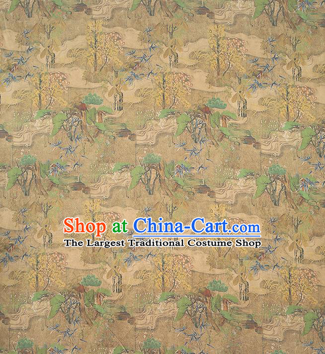 Chinese Traditional Qipao Dress Brocade Classical Pattern Silk Drapery Ginger Satin Fabric