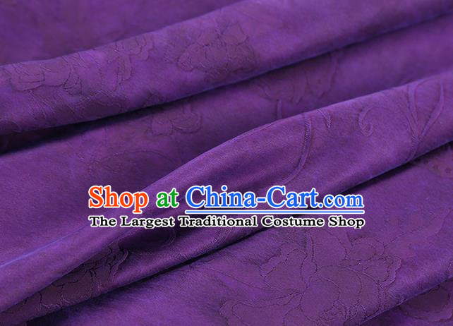 Chinese Qipao Dress Gambiered Guangdong Gauze Traditional Brocade Fabric Classical Jacquard Peony Purple Silk Drapery