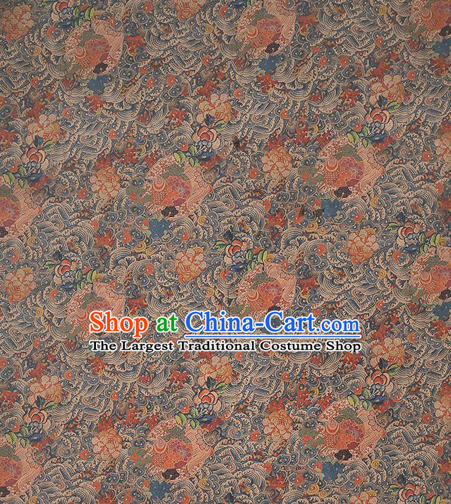 Chinese Traditional Classical Wave Fish Pattern Silk Drapery Qipao Dress Gambiered Guangdong Gauze Fabric