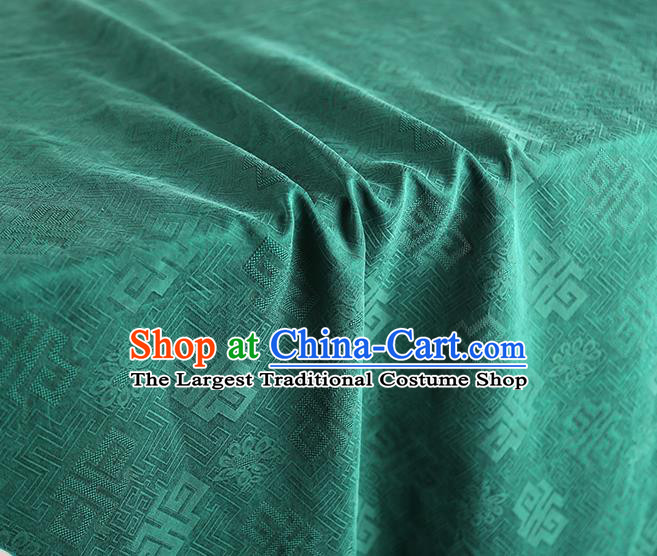 Chinese Jacquard Green Satin Cloth Classical Pattern Silk Fabric Traditional Qipao Dress Gambiered Guangdong Gauze