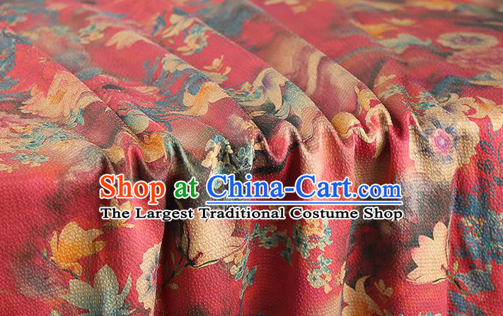 Chinese Classical Red Gambiered Guangdong Gauze Traditional Qipao Dress Silk Fabric