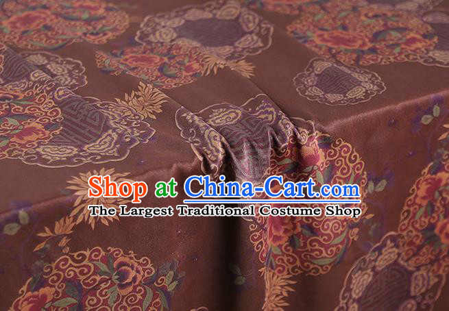 Chinese Traditional Qipao Dress Rust Red Brocade Material Classical Cheongsam Silk Fabric Gambiered Guangdong Gauze