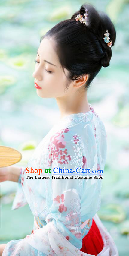 China Ancient Song Dynasty Young Beauty Historical Clothing Full Set