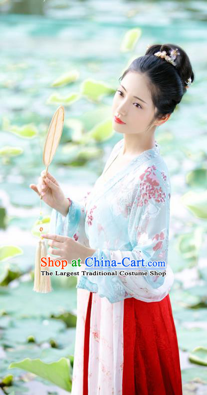 China Ancient Song Dynasty Young Beauty Historical Clothing Full Set