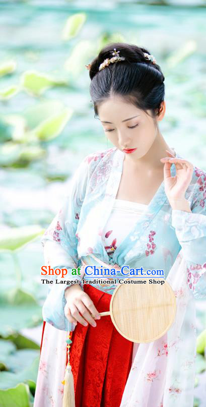 China Ancient Song Dynasty Young Beauty Historical Clothing Full Set