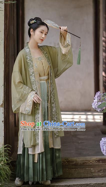 China Ancient Young Lady Embroidered Hanfu Dress Traditional Song Dynasty Noble Female Historical Clothing