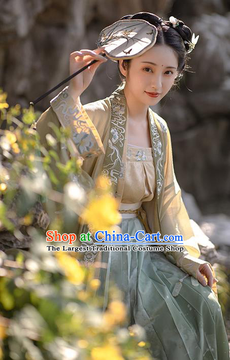 China Ancient Young Lady Embroidered Hanfu Dress Traditional Song Dynasty Noble Female Historical Clothing