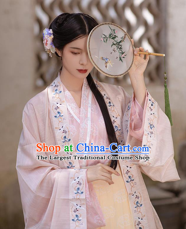 Traditional China Song Dynasty Historical Clothing Ancient Young Beauty Embroidered Hanfu Dress