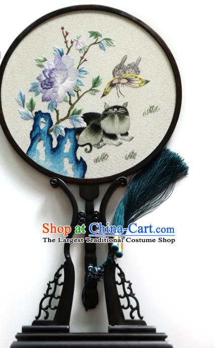 China Traditional Hanfu Palace Fan Ancient Princess Silk Circular Fan Handmade Embroidered Fans