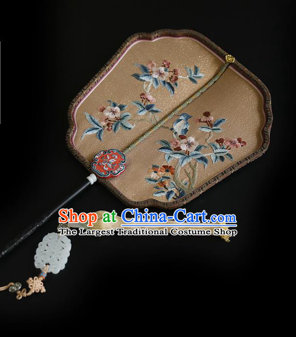 China Traditional Wedding Embroidered Palace Fan Handmade Fans Hanfu Silk Fan