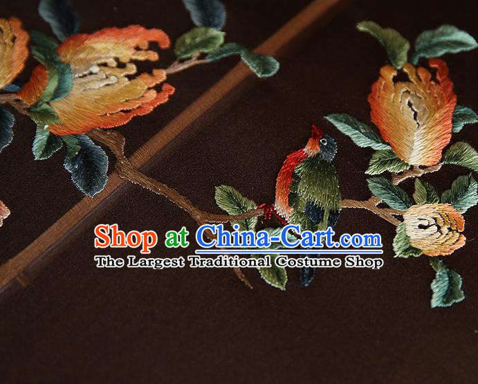 China Handmade Embroidered Chrysanthemum Palace Fan Traditional Court Hanfu Fan Wedding Black Silk Fan