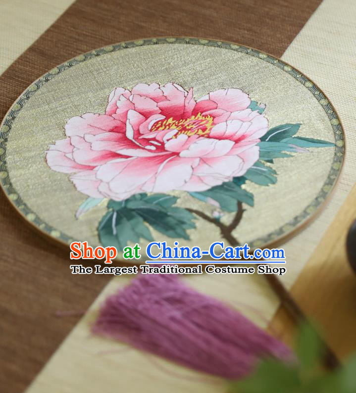 China Handmade Court Lady Fan Ancient Princess Hanfu Palace Fan Traditional Tang Dynasty Silk Fan