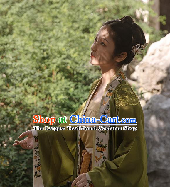 China Ancient Patrician Beauty Embroidered Hanfu Dress Traditional Song Dynasty Nobility Lady Historical Clothing Complete Set