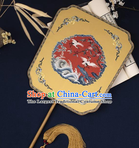 China Traditional Ming Dynasty Empress Silk Fan Embroidered Palace Fan Handmade Hanfu Fan